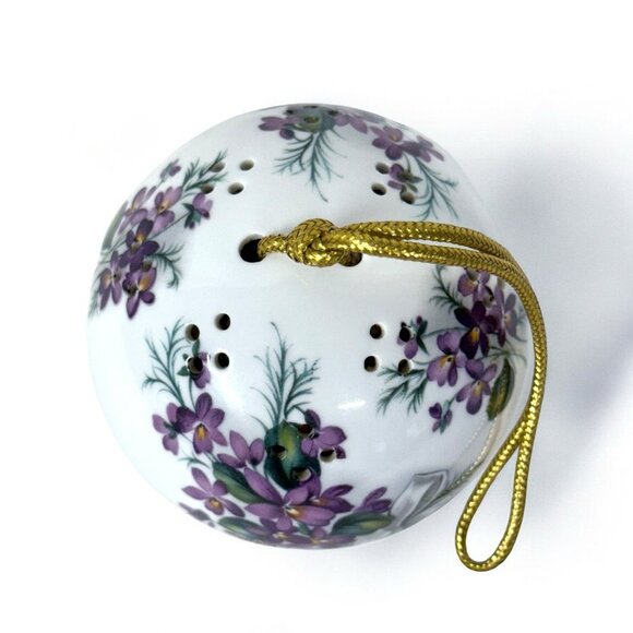 Royal Windsor Fine Bone China Hanging Potpourri Ball Ornament - 3.5” - Violets - Picture 4 of 7